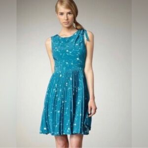 Kate Spade Melody dress pleated, turquoise white with bow Size 6